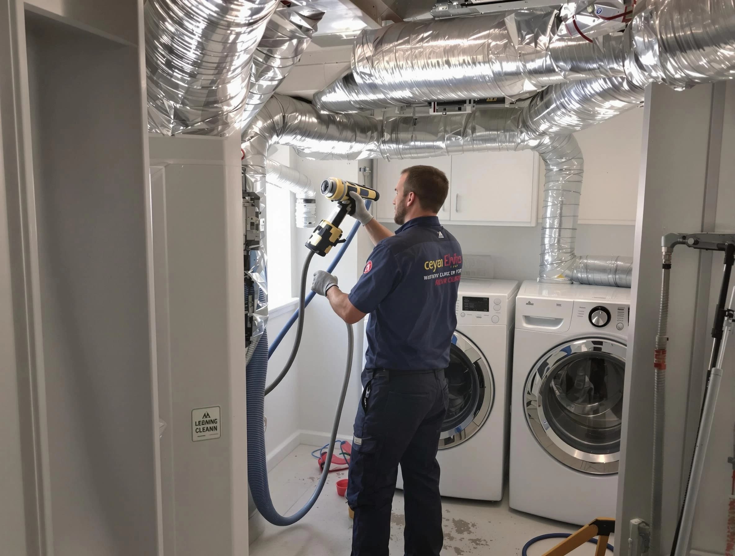 Milford Dryer Vent Cleaning specialist using advanced equipment for thorough duct cleaning in Milford