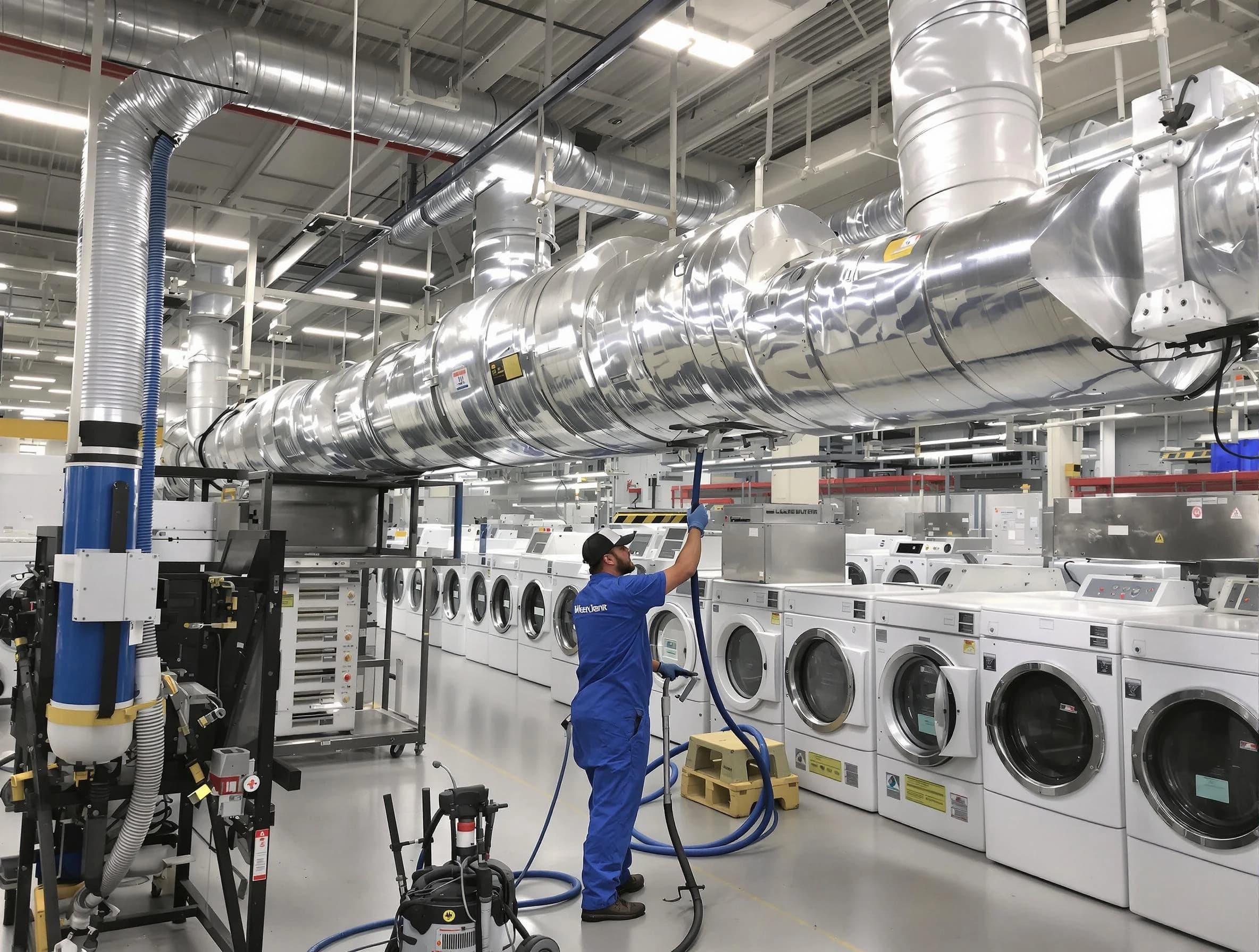 Milford Dryer Vent Cleaning team performing heavy-duty industrial dryer vent cleaning in Milford