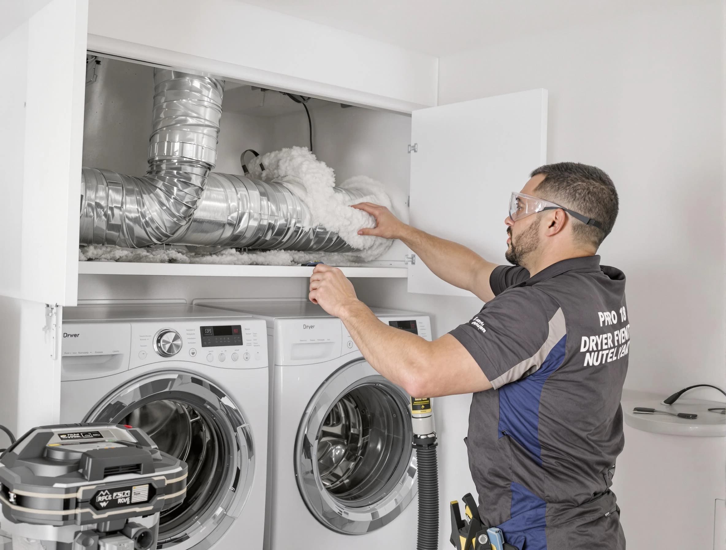 Milford Dryer Vent Cleaning certified technician performing specialized gas dryer vent cleaning in Milford