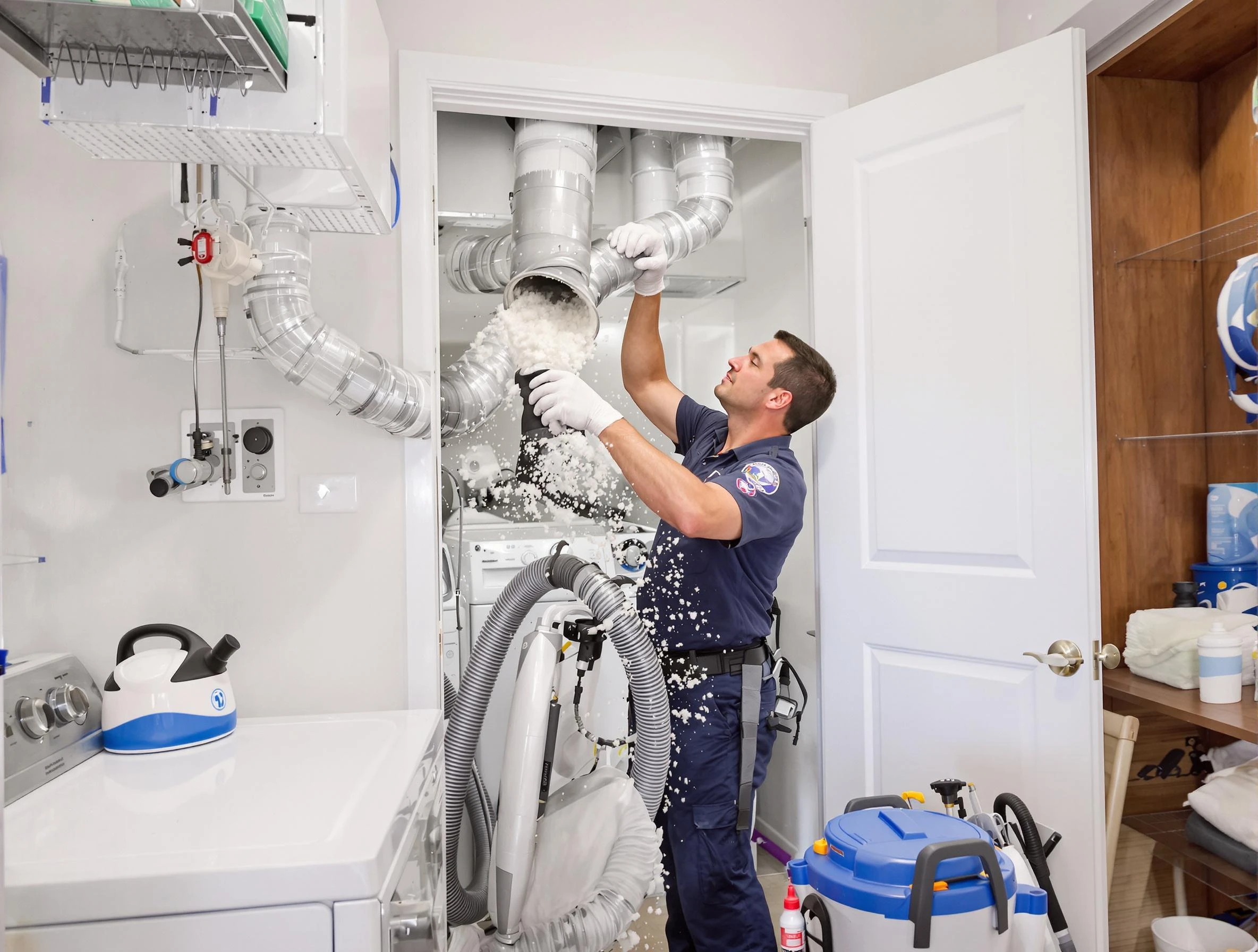 Milford Dryer Vent Cleaning technician delivering thorough residential dryer vent cleaning service in Milford